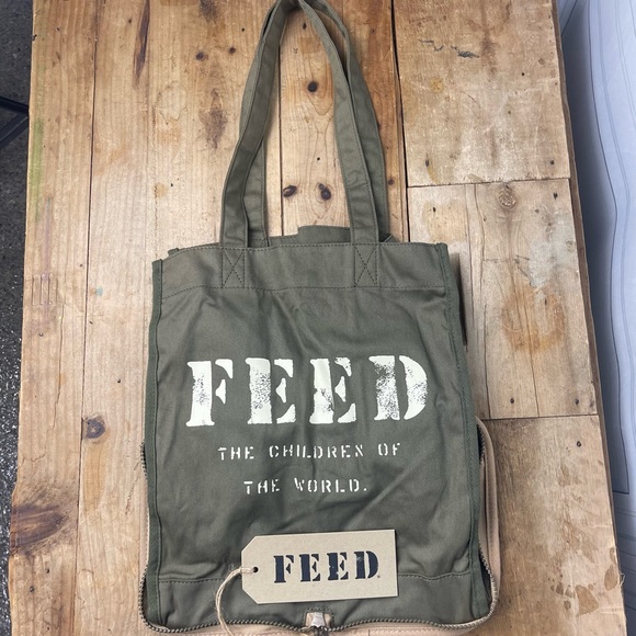 FEED Bags Nwt Feed Packable Zip Tote Olive Greenburlap Poshmark